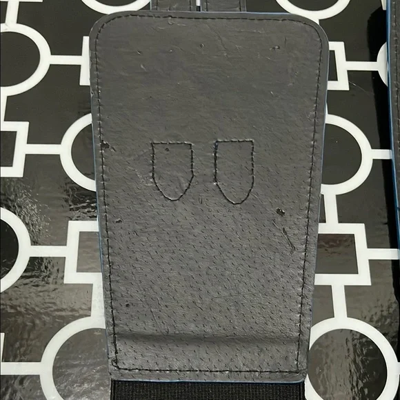 Blue and Black Faux Snakeskin S/M 34.75” Belt with Double Closure Silver Buckle - Picture 14 of 15